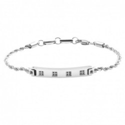 bracciale uomo acciao e piastra con zirconi