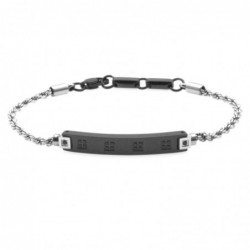 bracciale uomo acciao e piastra con zirconi