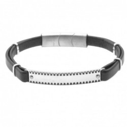 bracciale uomo acciaio pelle con piastra