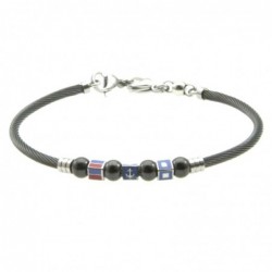 bracciale uomo cavetto bandiere e simboli marinari acciaio