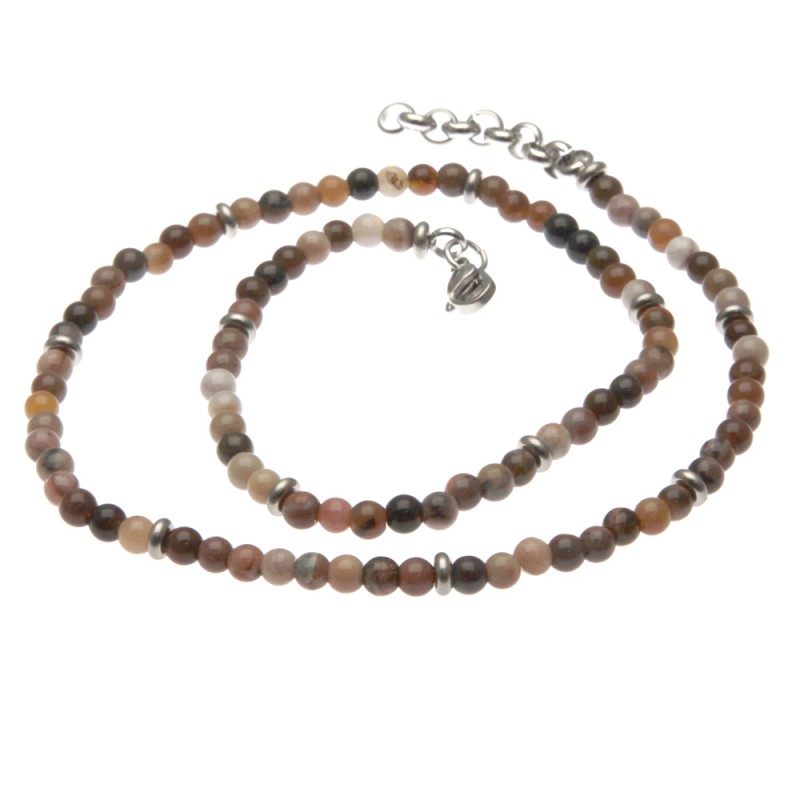 collana uomo pietre dure e acciaio