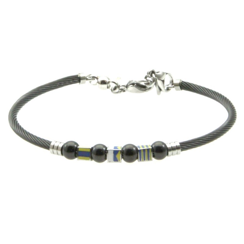bracciale uomo cavetto bandiere e simboli marinari acciaio