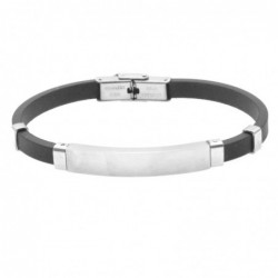 bracciale uomo acciaio e caucciù con piastra