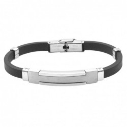 bracciale uomo acciaio e caucciù con piastra