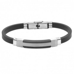 bracciale uomo acciaio e caucciù con piastra