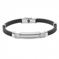 bracciale uomo acciaio e caucciù con piastra