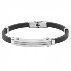 bracciale uomo acciaio e caucciù con piastra