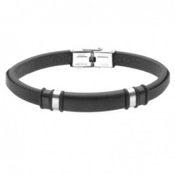 bracciale uomo pelle acciaio con piastra