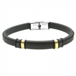 bracciale uomo pelle acciaio con piastra