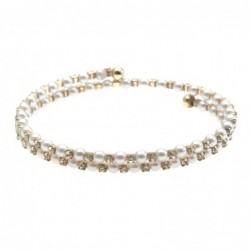 bracciale perle strass donna rigido bronzo