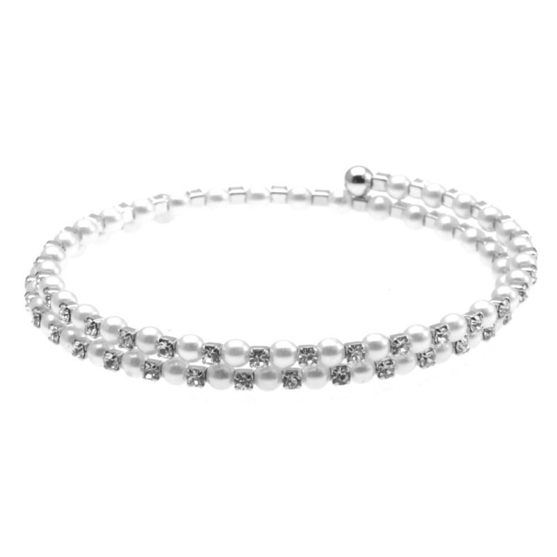 bracciale perle strass donna rigido bronzo