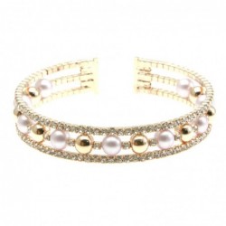bracciale perle strass donna rigido bronzo