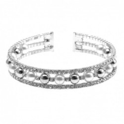 bracciale perle strass donna rigido bronzo