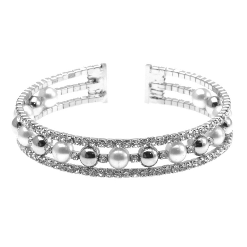 bracciale perle strass donna rigido bronzo