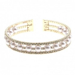 bracciale perle strass donna rigido bronzo