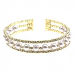 bracciale perle strass donna rigido bronzo