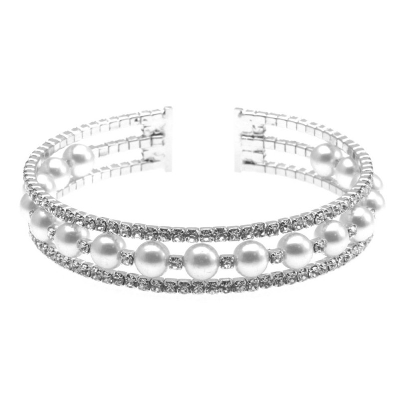 bracciale perle strass donna rigido bronzo