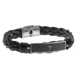 bracciale padre nostro in acciaio e pelle