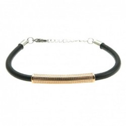 bracciale pelle uomo cilindro in acciaio