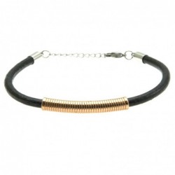 bracciale pelle uomo cilindro in acciaio