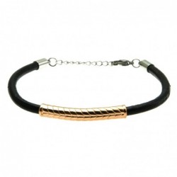 bracciale pelle uomo cilindro in acciaio