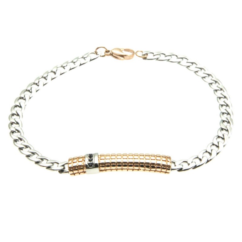 bracciale uomo acciaio piastra catena grumetta
