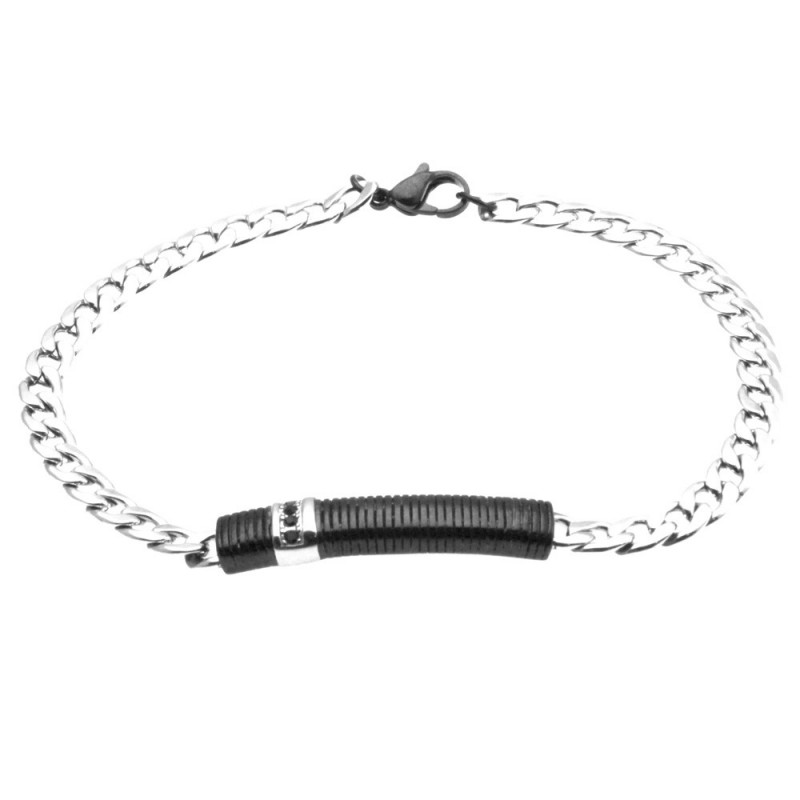 bracciale uomo acciaio piastra catena grumetta