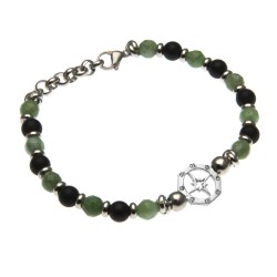 bracciale uomo con rosa dei venti pietre dure e acciaio