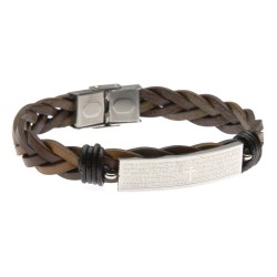 bracciale padre nostro in acciaio e pelle