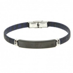 bracciale pelle uomo piastra in acciaio