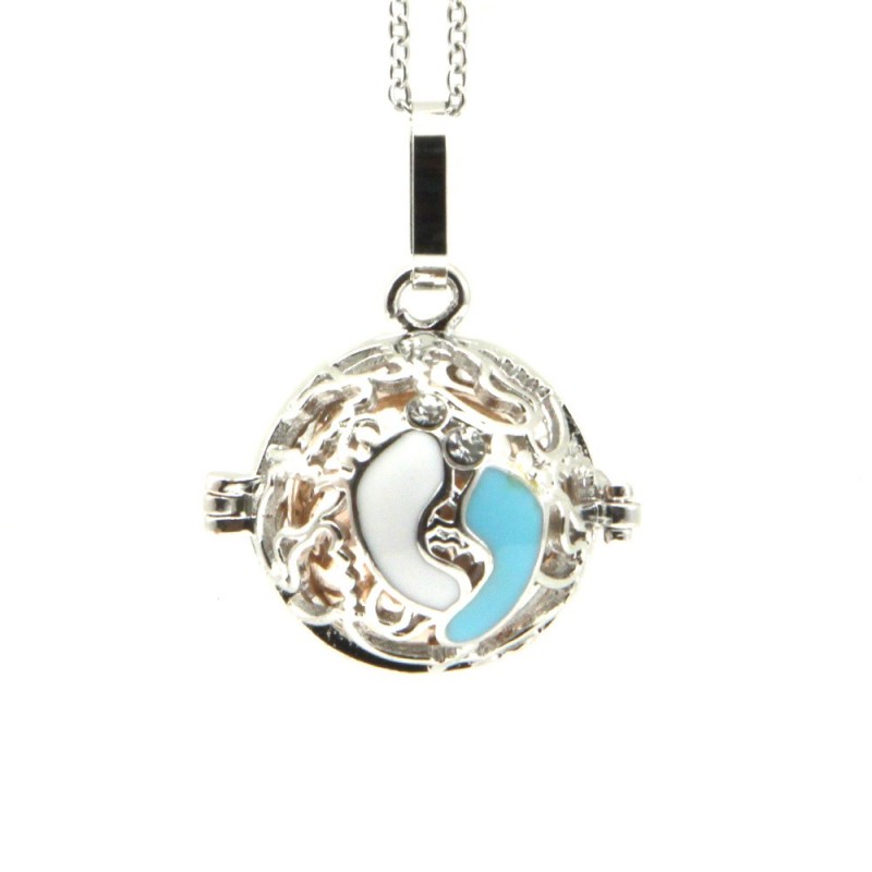 chiama angeli collana con piedini bronzo smalto