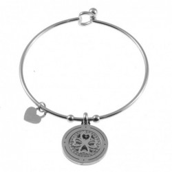 bracciale donna rigido con ciondolo acciaio e strass