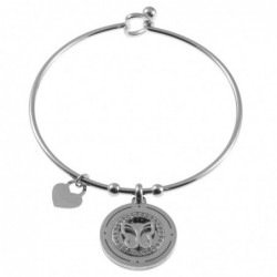 bracciale donna rigido con ciondolo acciaio e strass