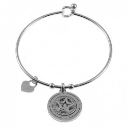 bracciale donna rigido con ciondolo acciaio e strass