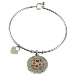 bracciale donna rigido con ciondolo acciaio e strass