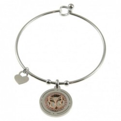 bracciale donna rigido con ciondolo acciaio e strass