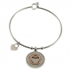 bracciale donna rigido con ciondolo acciaio e strass