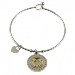 bracciale donna rigido con ciondolo acciaio e strass