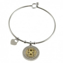 bracciale donna rigido con ciondolo acciaio e strass