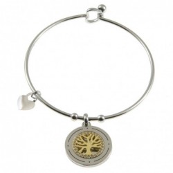 bracciale donna rigido con ciondolo acciaio e strass