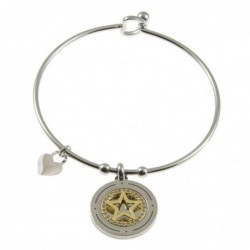 bracciale donna rigido con ciondolo acciaio e strass