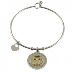 bracciale donna rigido con ciondolo acciaio e strass