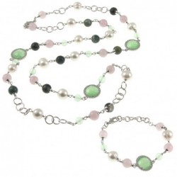 parure donna collana bracciale pietre e perle