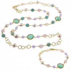 parure donna collana bracciale pietre e perle