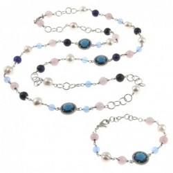 parure donna collana bracciale pietre e perle