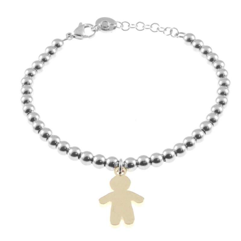 bracciale con bambino dorato donna in acciaio
