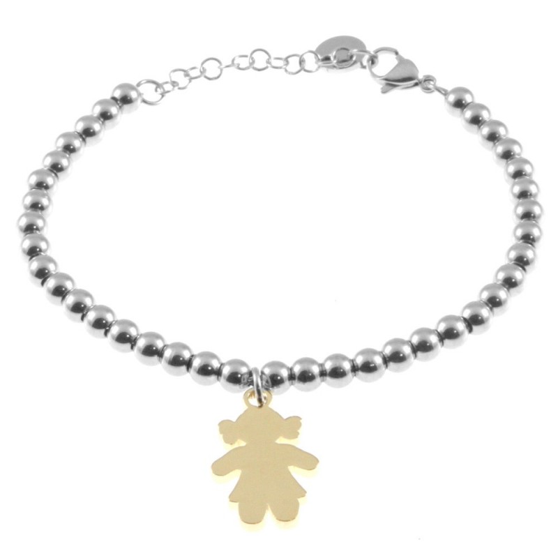 bracciale con bambina dorato donna in acciaio