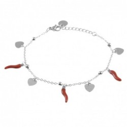 bracciale corni e cuori donna acciaio