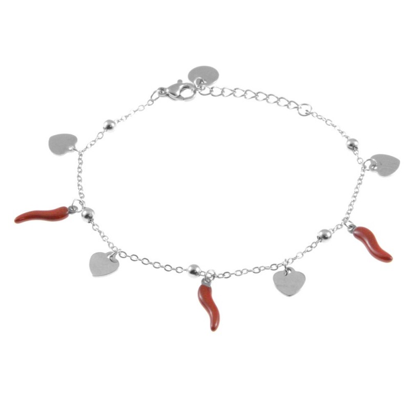 bracciale corni e cuori donna acciaio