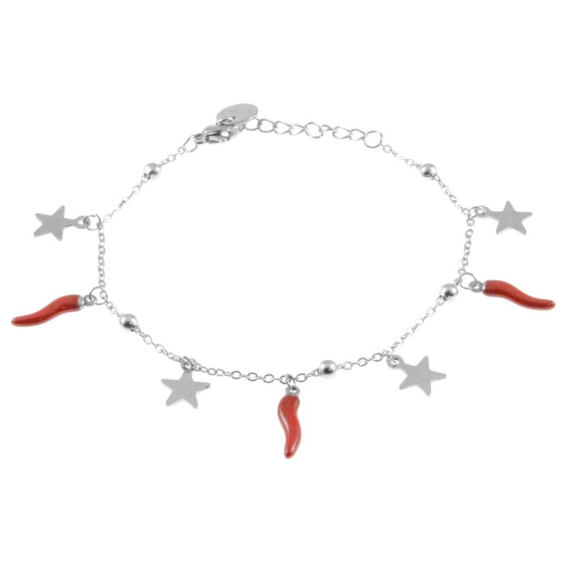 bracciale corni e stelline donna acciaio